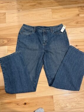 NWT Talbots Straight wide Leg Jeans in Dark Blue Denim